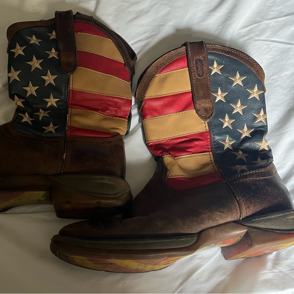 Durango 12” Western dark brown size mens US 9D rebel patriotic flag size 9